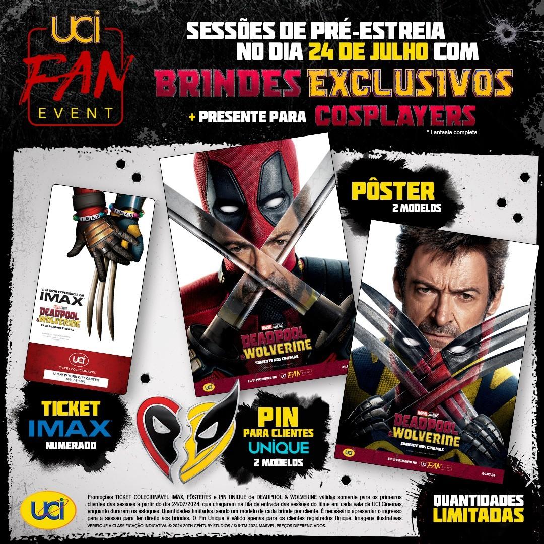 Encontro de fãs de “Deadpool & Wolverine” com brindes nos cinemas UCI